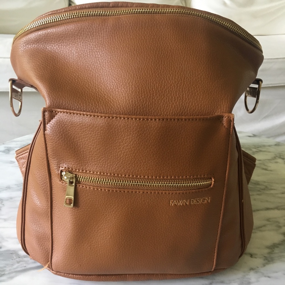 Fawn design brown backpack diaper bag